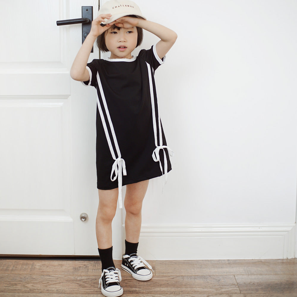 【90-140】サイドラインデザインTシャツワンピース