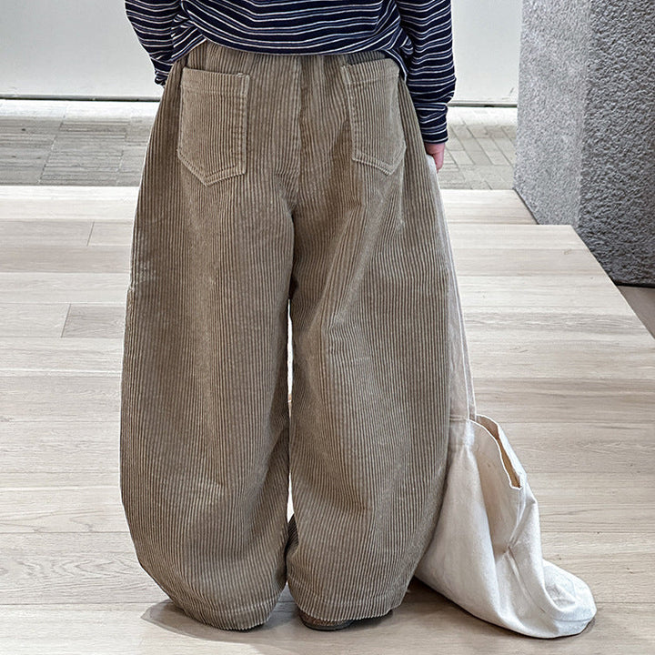 【90-150】シンプルコーデュロイワイドパンツ