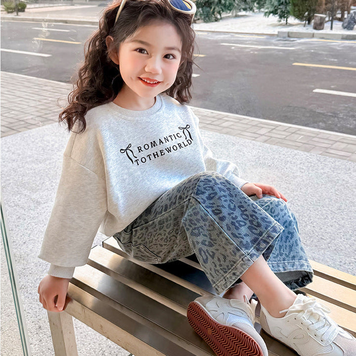 【80-140】レオパード柄デニムパンツ