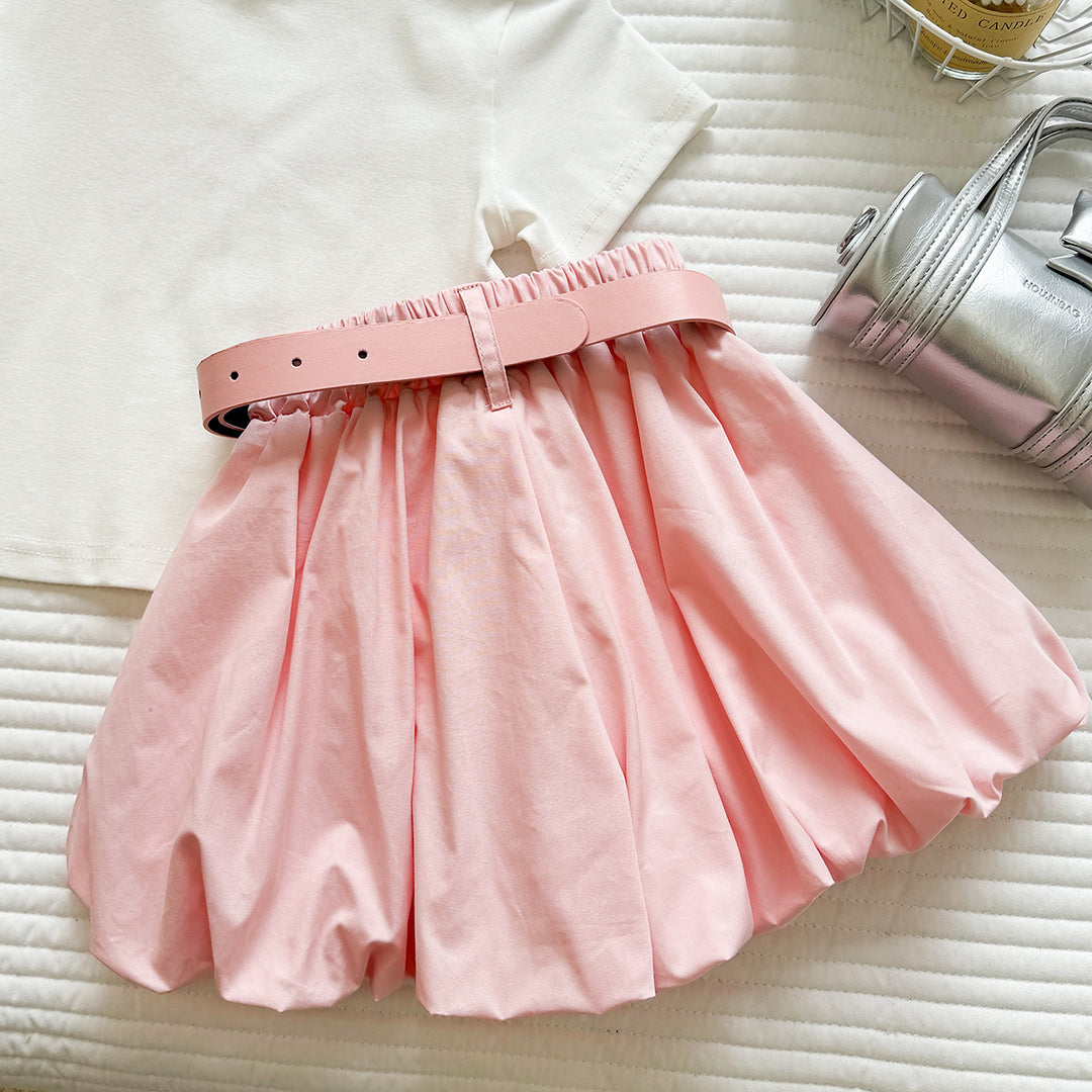 【90-140】フロントリボンTシャツ×ショートパンツセット