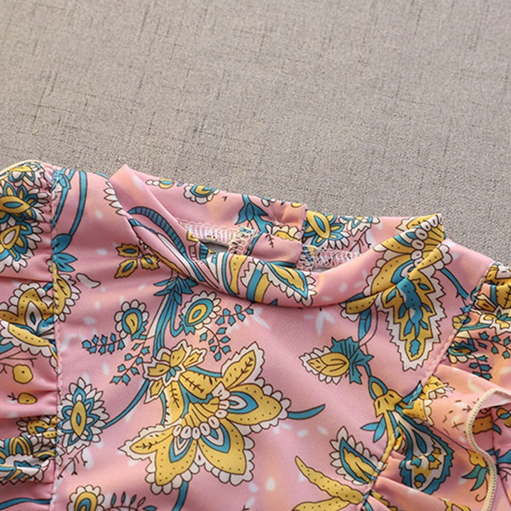 【100-140】フリルデザインパターンプリントスイムウェア
