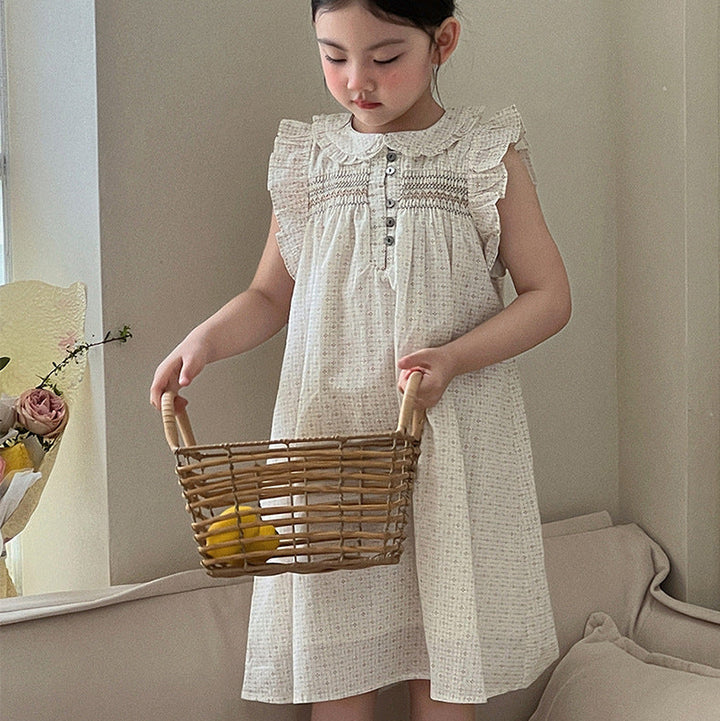 【90-150】総柄フリルデザインワンピース