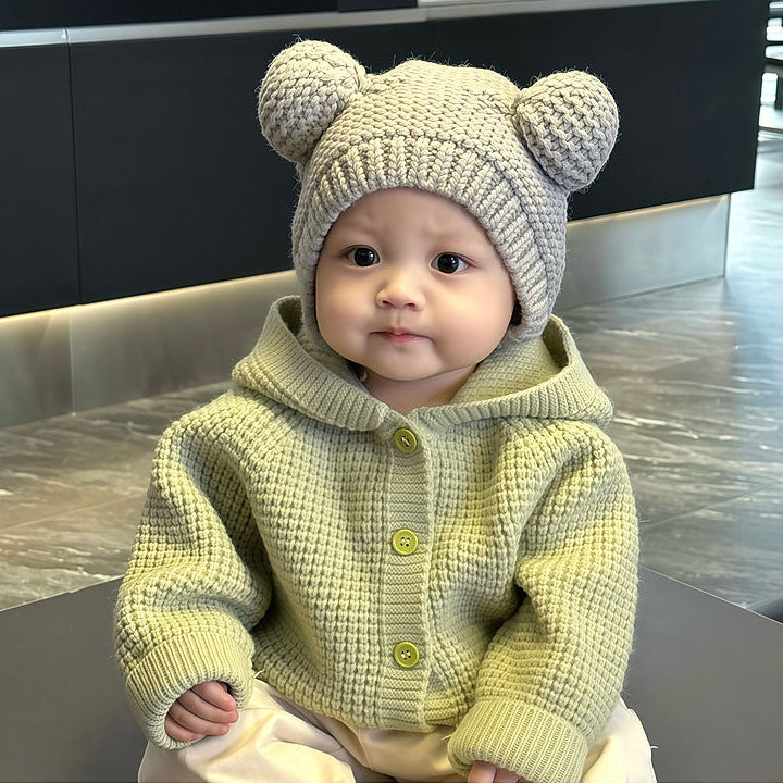 【73-110】フード付きニットカーディガン