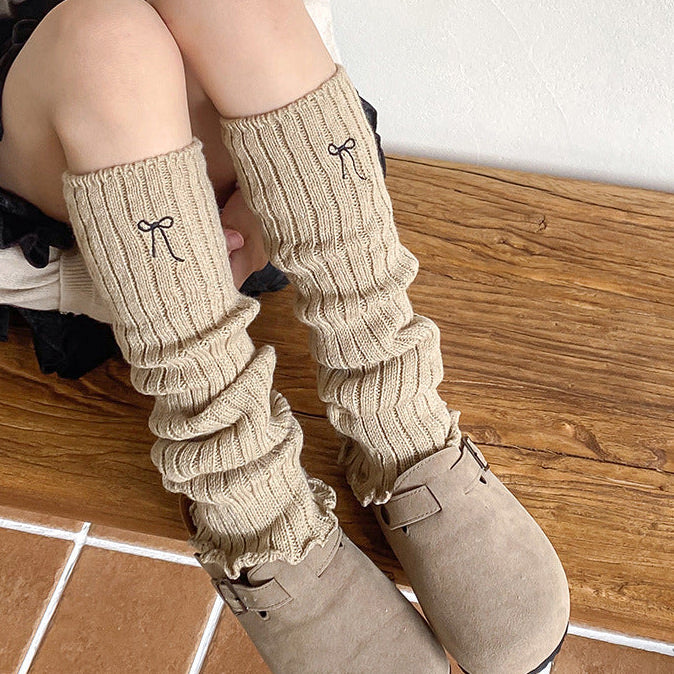 ワンポイントリボンレッグウォーマー