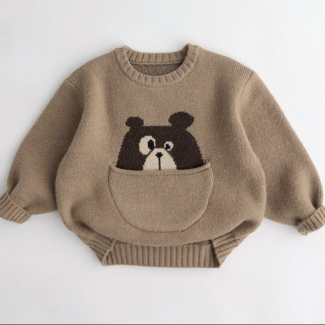 【80-130】ポケットアニマル柄セーター