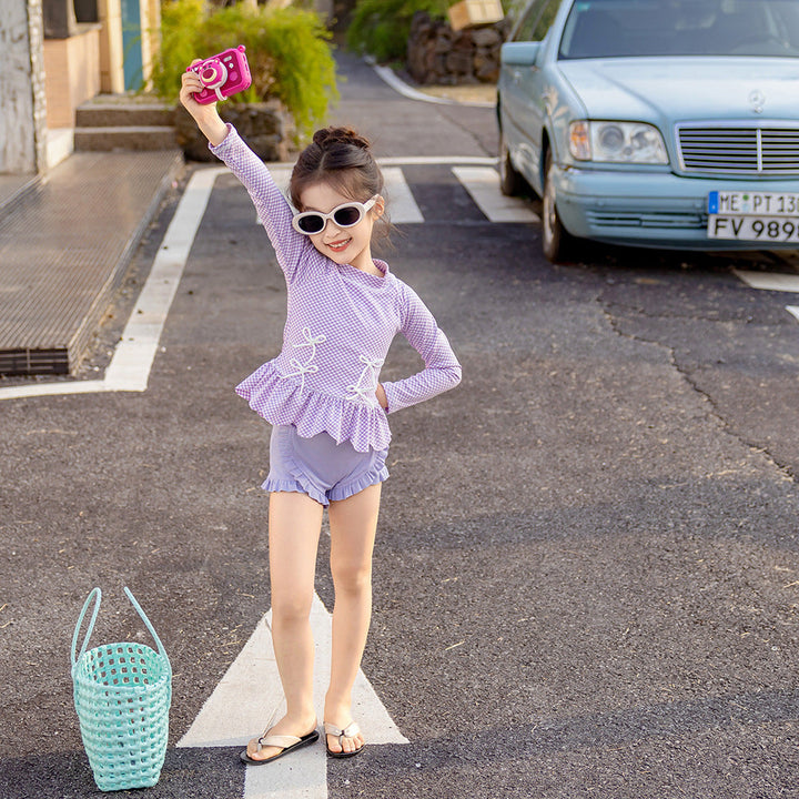 【90-140】フリル＆リボンデザインセパレートスイムウェア