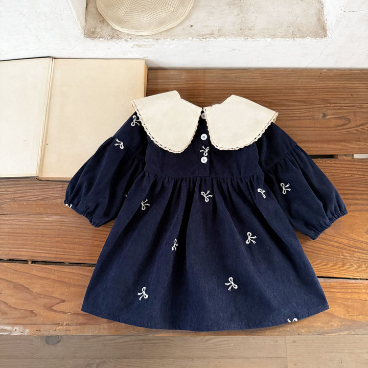 【73-120】リボンデザイン長袖ワンピース