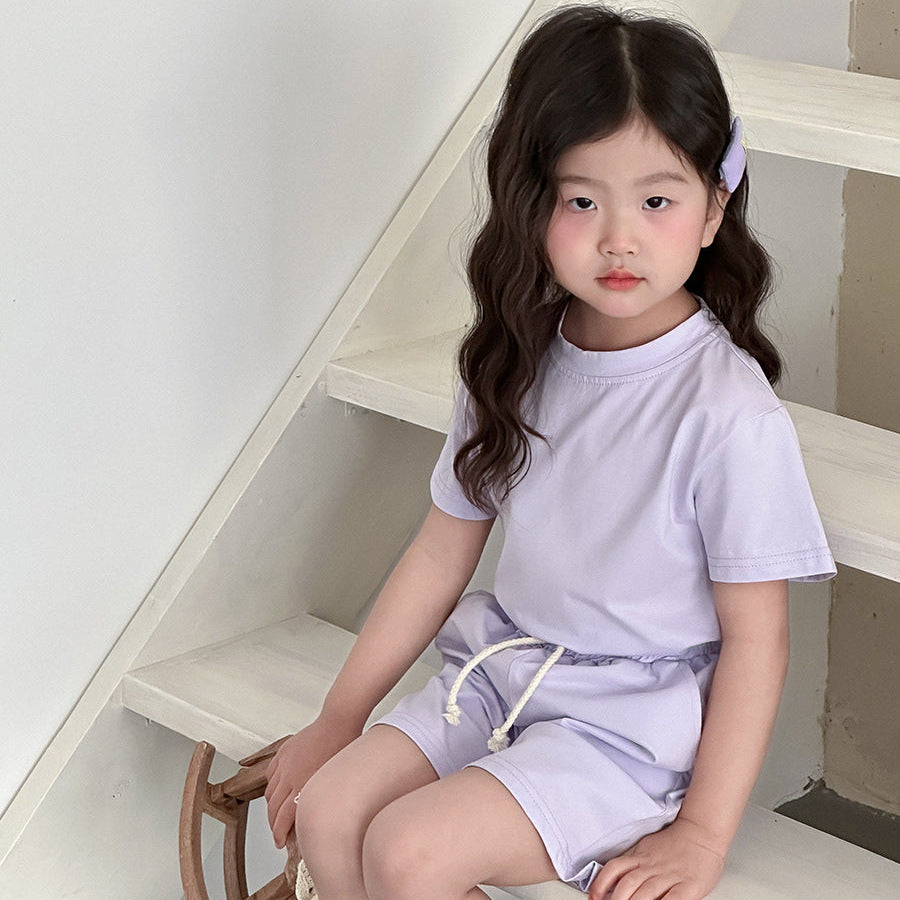 【90-150】シンプルTシャツ×ハーフパンツセット