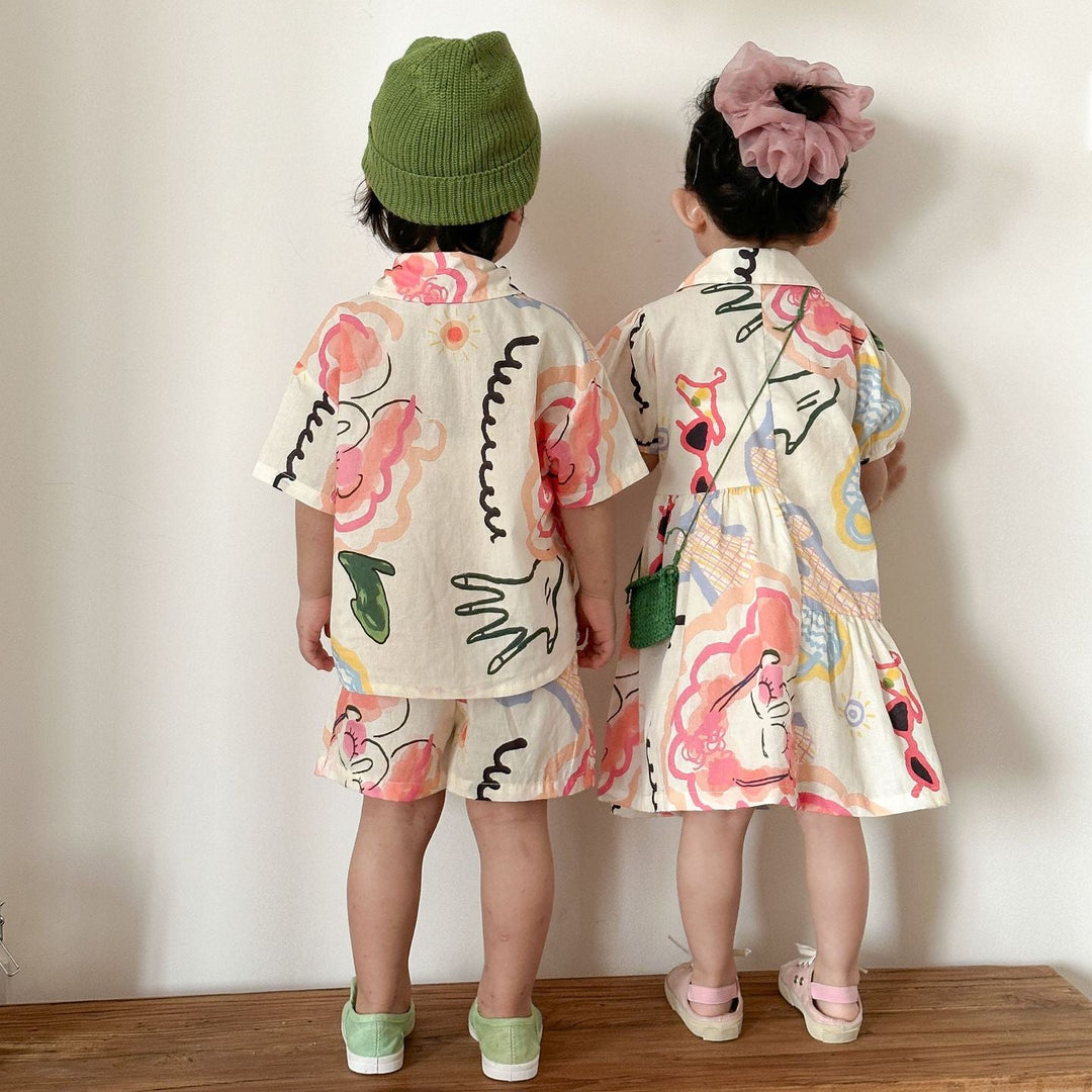 【80-150】カラフルキュートデザインワンピース