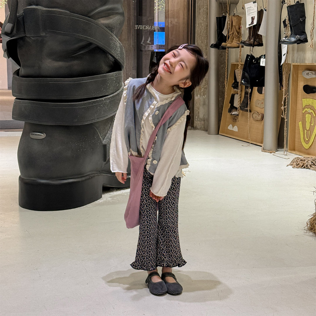 【80-130】フリルヘムロングパンツ