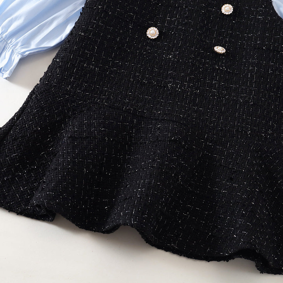 【90-140】ブラウスレイヤード風ワンピース