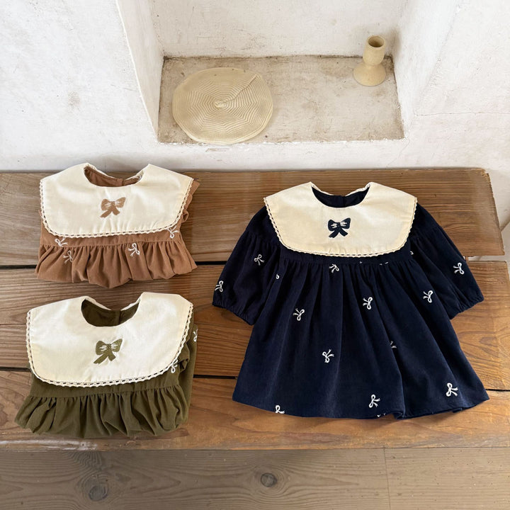 【73-120】リボンデザイン長袖ワンピース