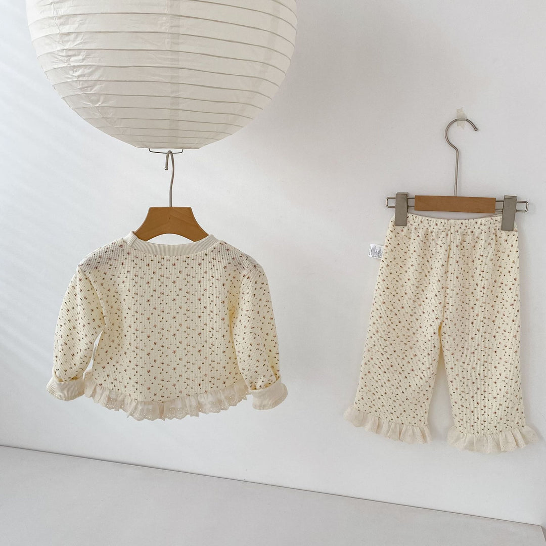 【73-110】レースヘムワッフルセットアップ