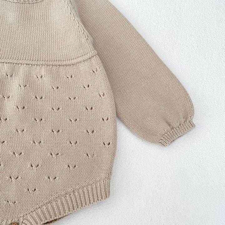 【73-90】シンプルニット長袖ロンパース