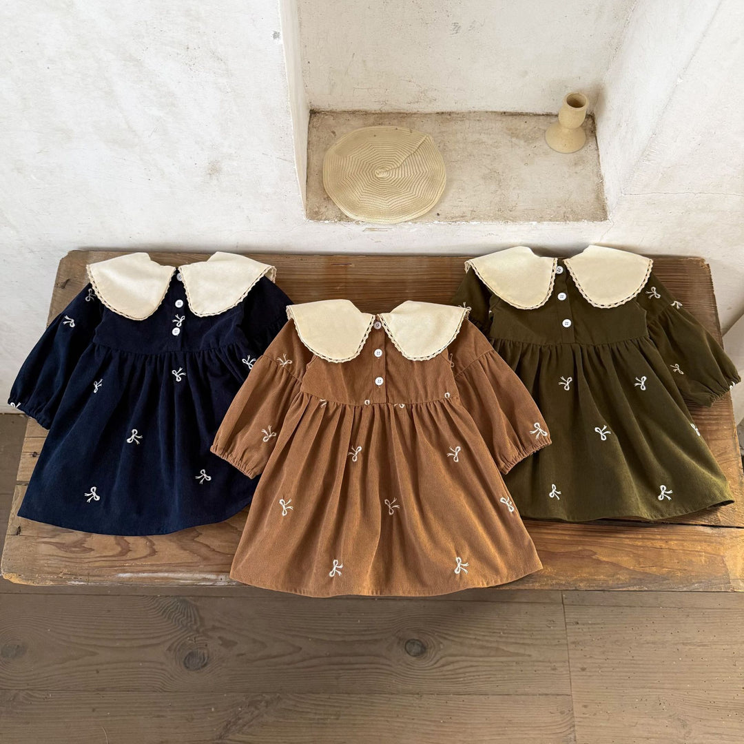 【73-120】リボンデザイン長袖ワンピース