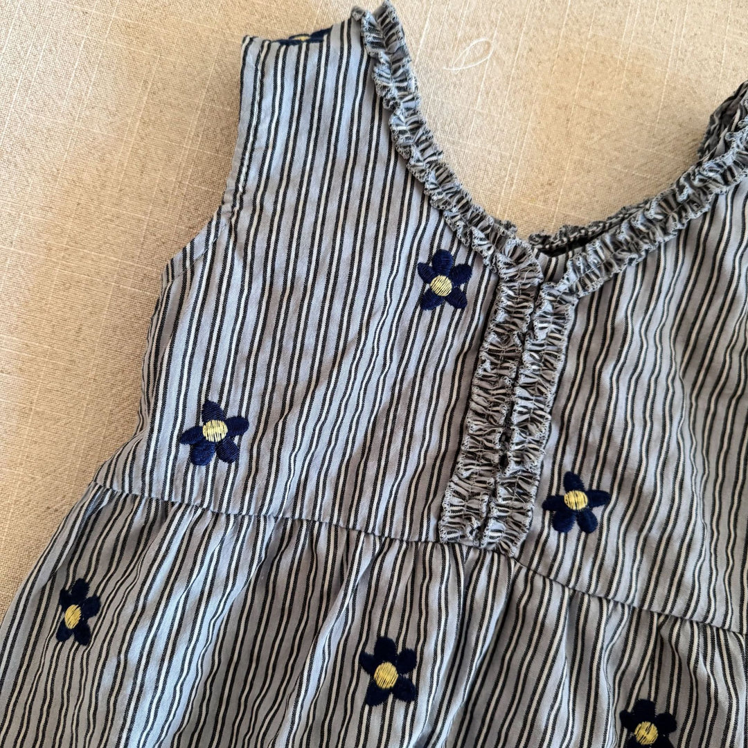 【80-150】花柄刺繍デザインノースリワンピース