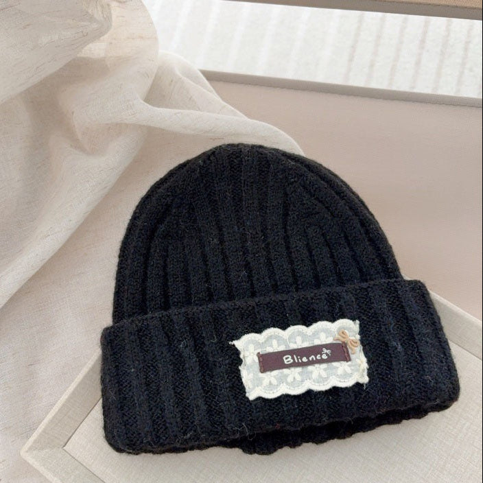 【48-52cm】レースワンポイントニット帽