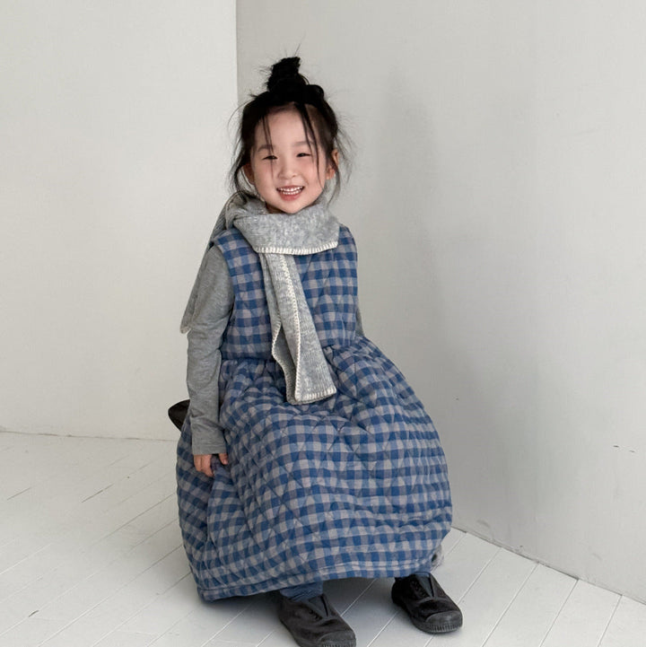 【90-150】チェック柄ノースリーブフレアワンピース