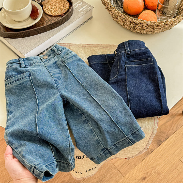 【80-130】センタープレスデニムパンツ