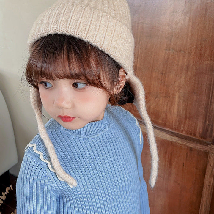 【3-10歳】耳あて付きシンプルニット帽