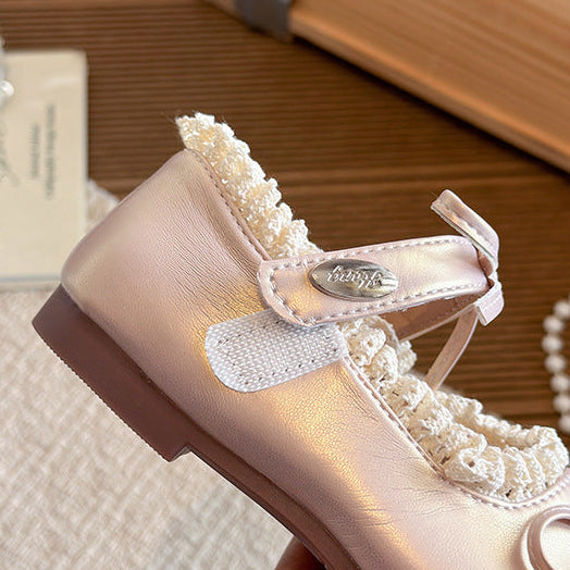 【14.5-21.5】リボン＆フリルデザインバレエシューズ