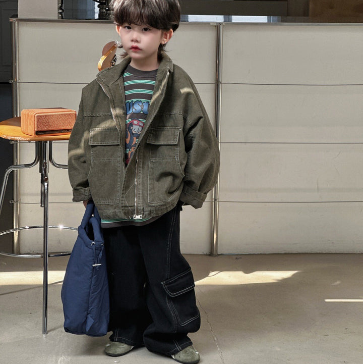 【90-150】ワイドカーゴデニムパンツ