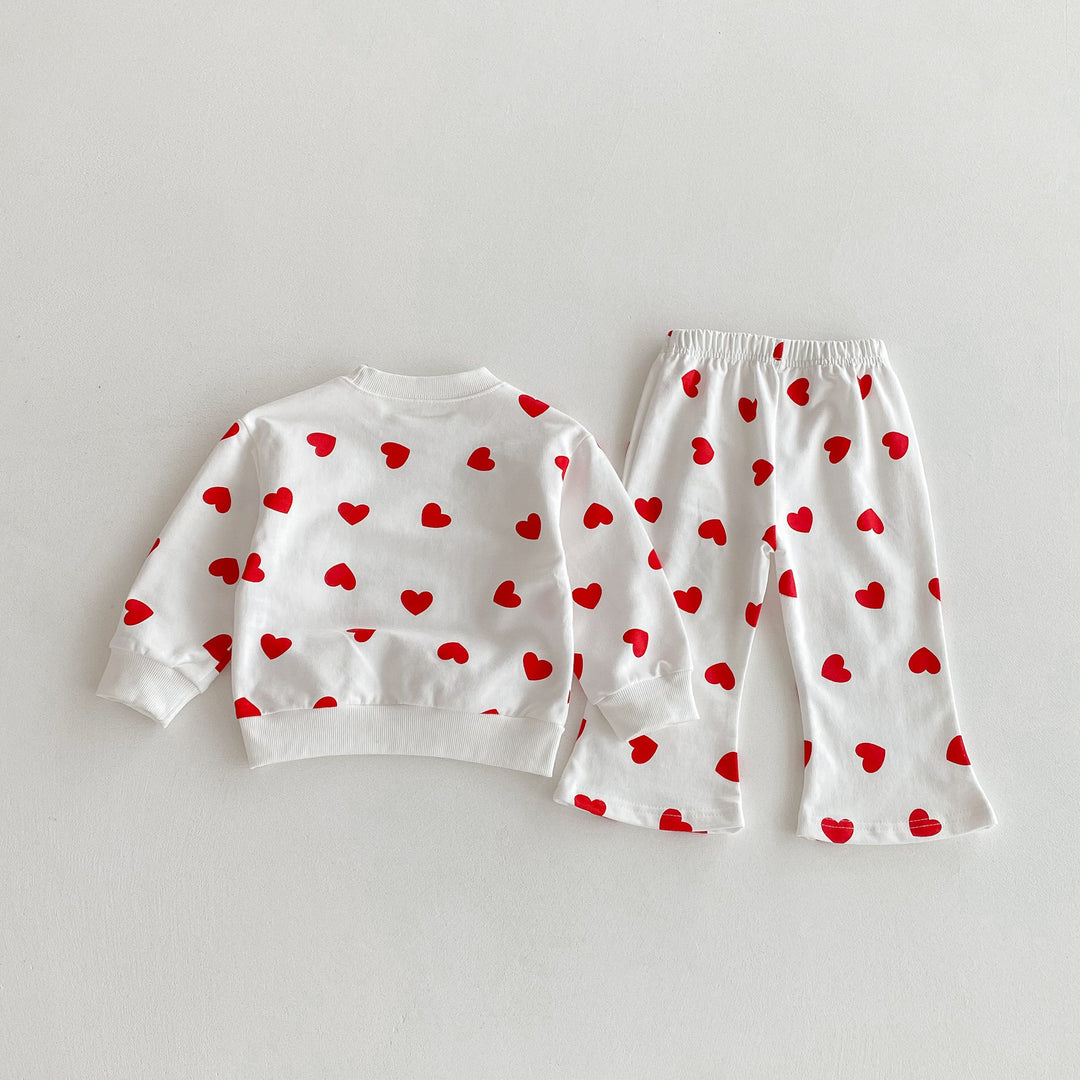 【80-130】ハート柄スウェットセットアップ
