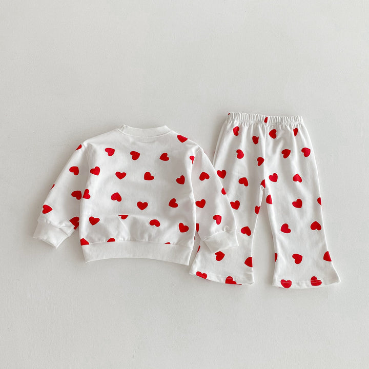 【80-130】ハート柄スウェットセットアップ