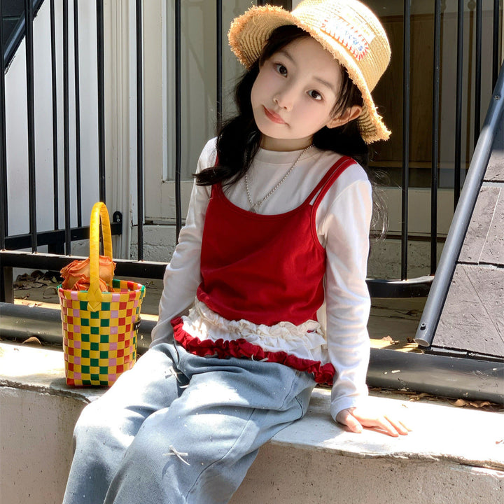 【90-150】リボン＆ドットデニムパンツ
