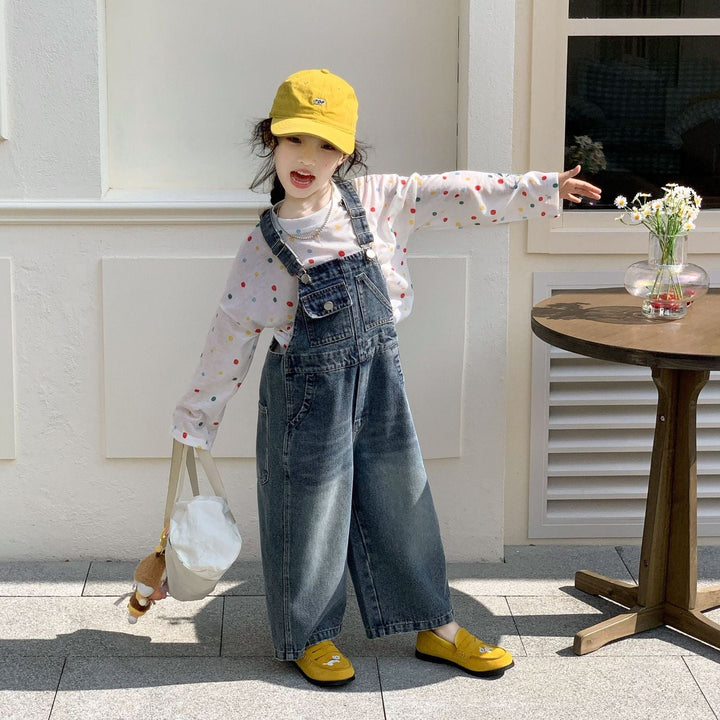 【90-140】ポケットデザインデニムサロペット