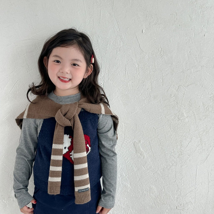 【2Y-10Y】ボーダー柄ニットショール