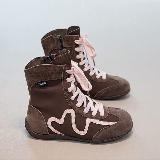 【16.0-22.0】ラインデザインレースアップブーツ