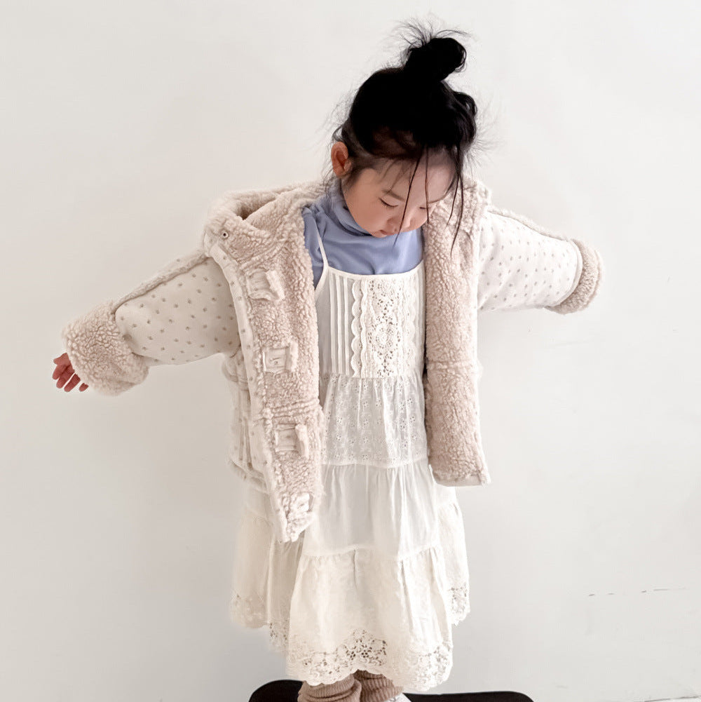 【90-140】フード付きリバーシブルショートコート