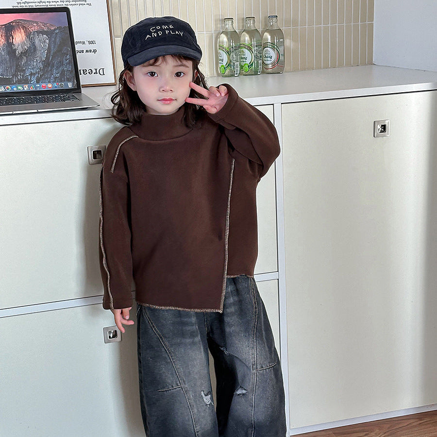 【80-140】アシンメトリーハイネックトップス