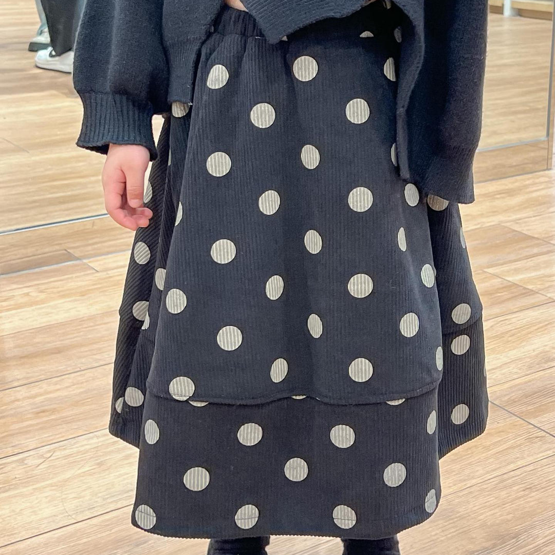 【90-140】ドット柄ロングスカート