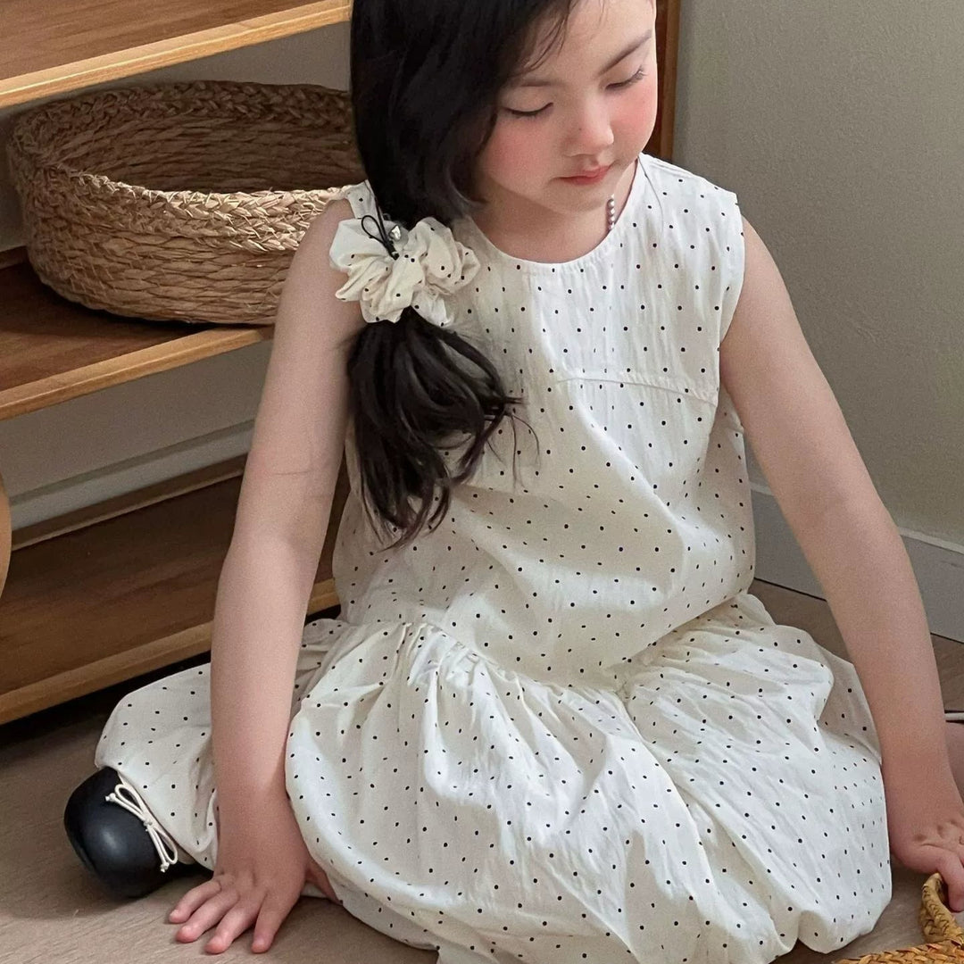 【90-140】ドット柄デザイン切替ワンピース