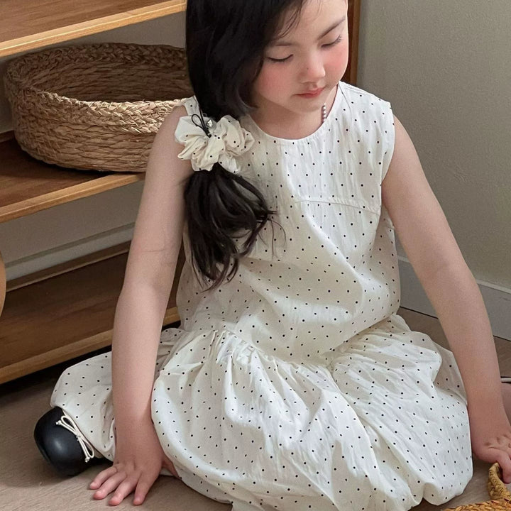 【90-140】ドット柄デザイン切替ワンピース