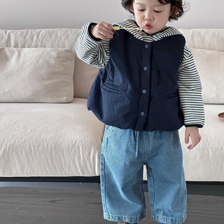 【73-110】ボーダー柄フーディートップス