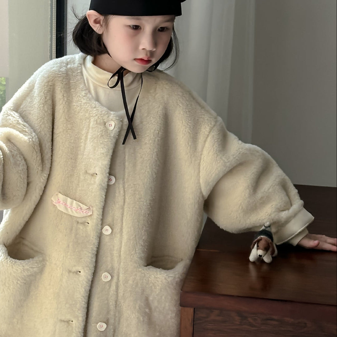 【90-150】ワンポイントふわふわコート