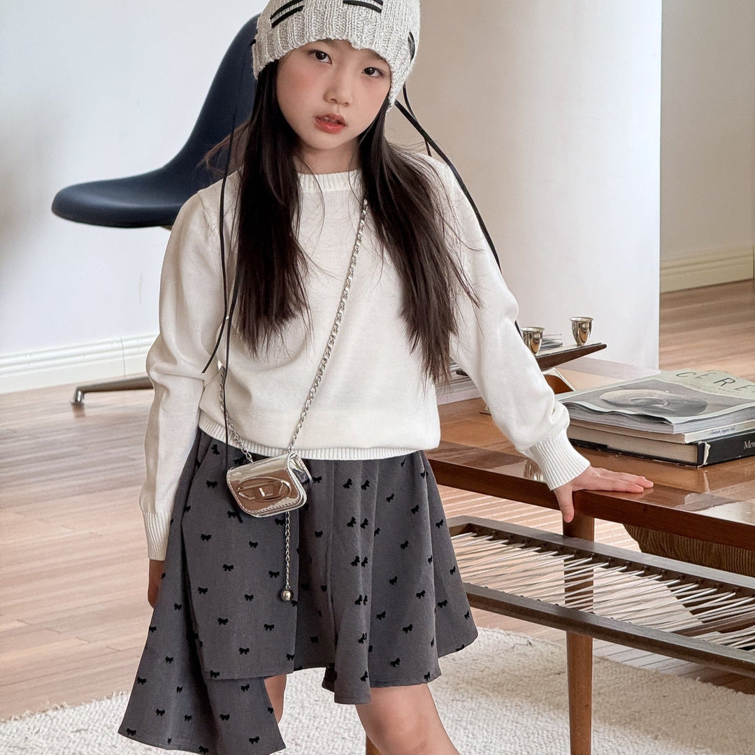 【90-150】リボン柄アシンメトリースカート