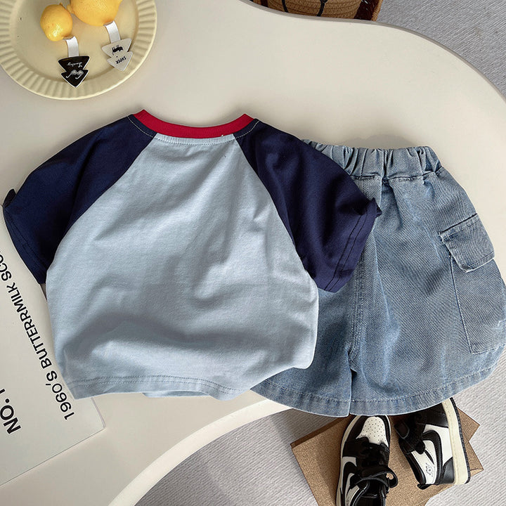 【80-120】ラグランスリーブ英字ロゴTシャツ