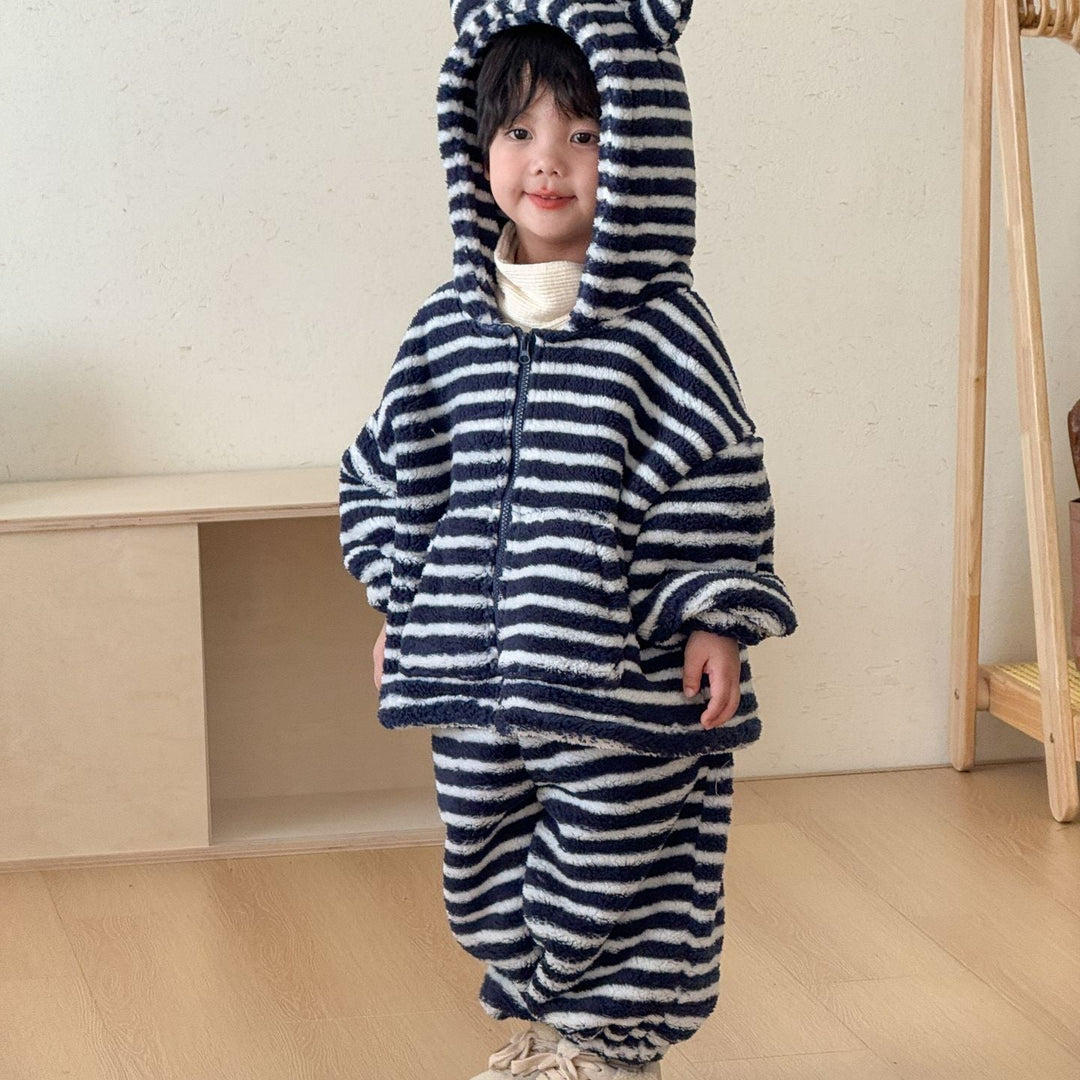 【80-150】耳付き総柄パーカー×ロングパンツセット