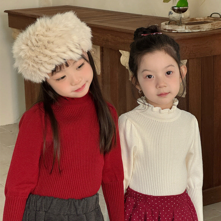 【90-150】パフスリーブハイネックセーター