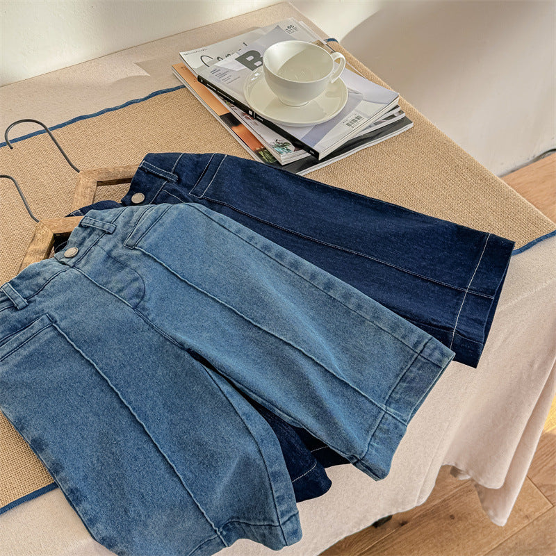 【80-130】センタープレスデニムパンツ