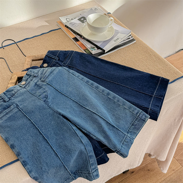 【80-130】センタープレスデニムパンツ