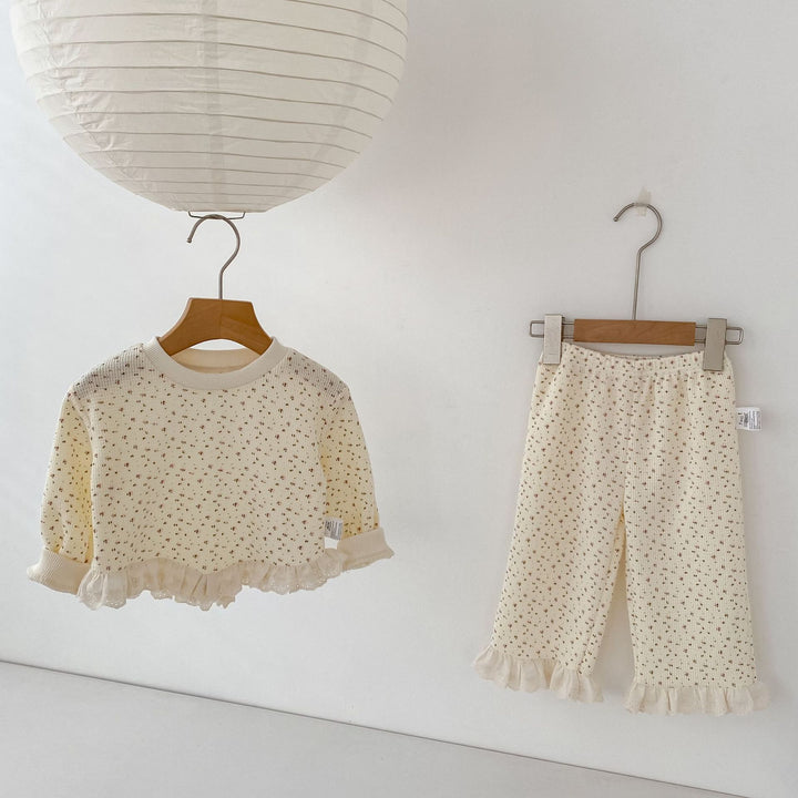 【73-110】レースヘムワッフルセットアップ