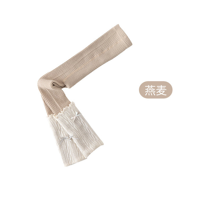 【S-2XL】リボンレッグウォーマー付きリブレギンス