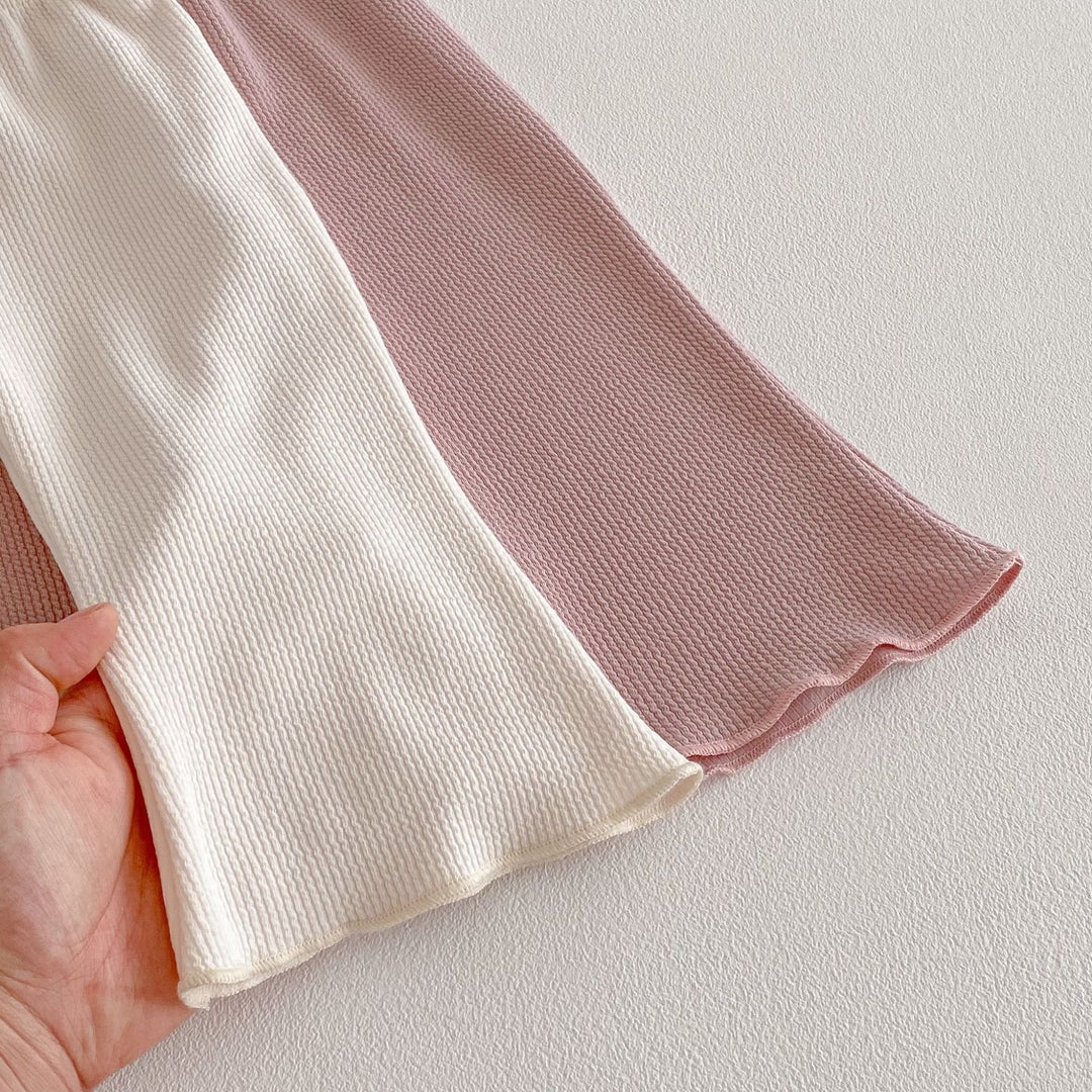 【80-130】フリルヘムカーデ×ロングパンツセット