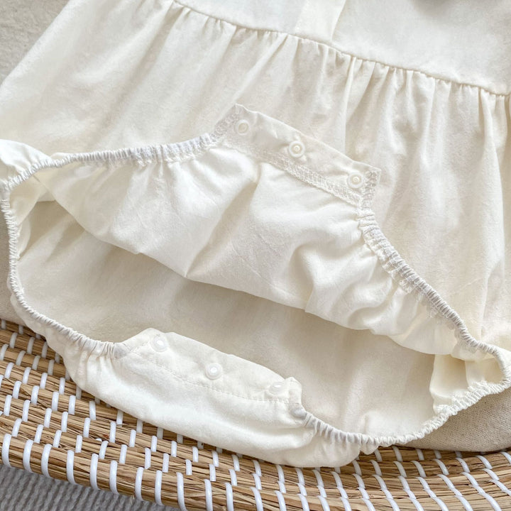 【73-90】ボタニカル刺繍半袖ロンパース