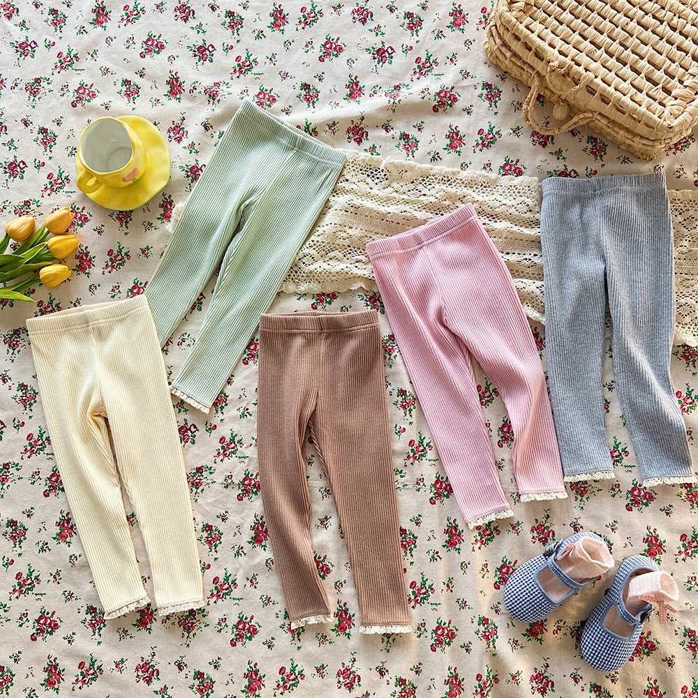 【80-140】裾レースレギンスパンツ